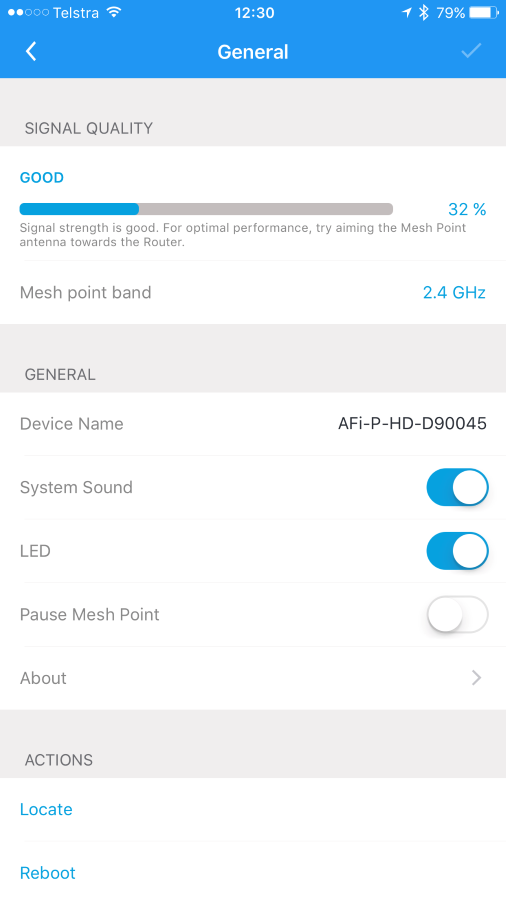 Mesh unit with 32% signal quality