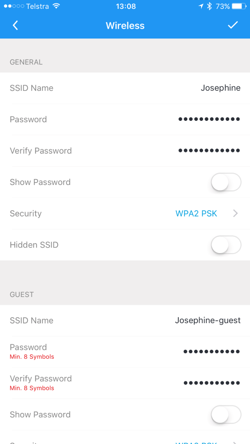 Setting a password on the guest network