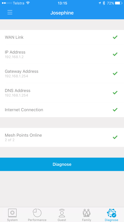 Diagnostics all green