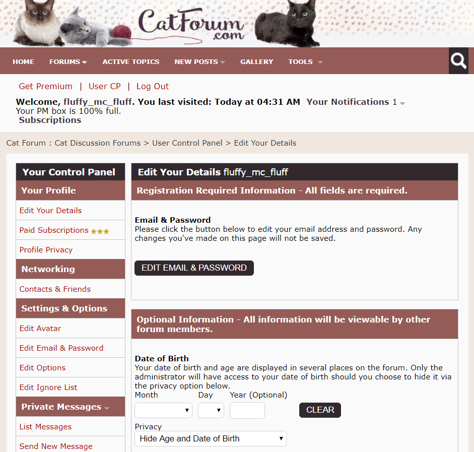 Cat Forum DOB