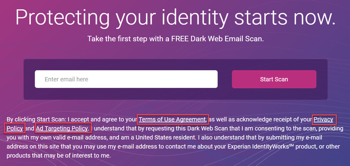 Experian Dark Web Search