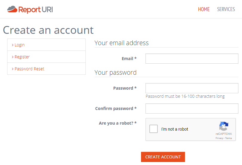 Report URI Signup Form