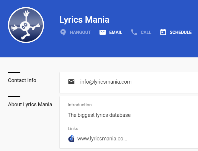 Lyrics Mania Google Plus Page