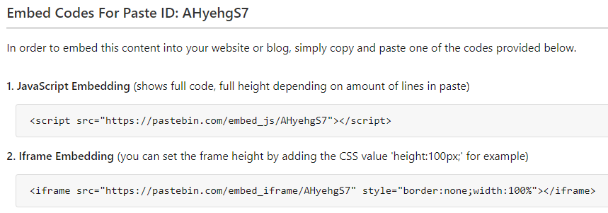 Embed Pastebin