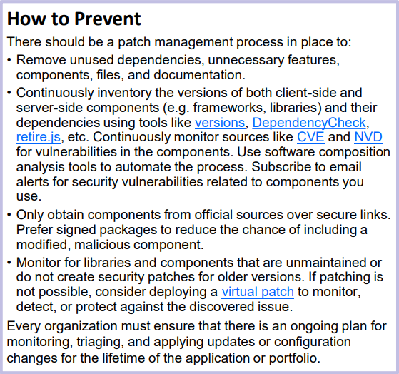 OWASP Using Components with Known Vulnerabilities