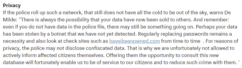 Netherlands police recommending HIBP