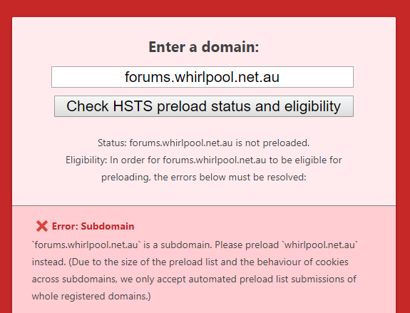 Can't preload Whirlpool subdomain