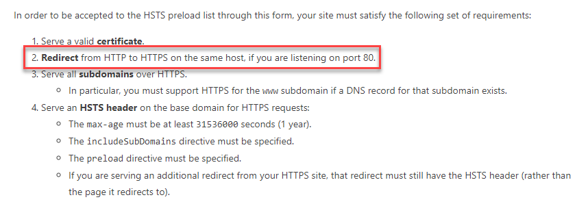 HSTS Preload Requirements