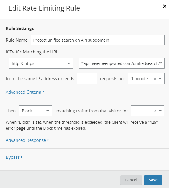 Implementing a Cloudflare rate limit