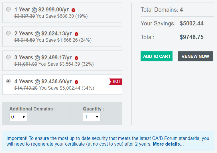 Comodo Enterprise SSL Pro with EV Multi-Domain