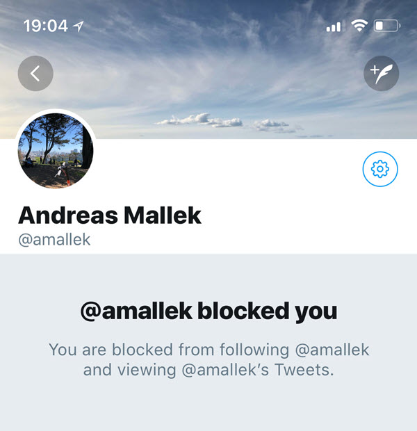 You are blocked from following @amallek and viewing @amallek's Tweets.