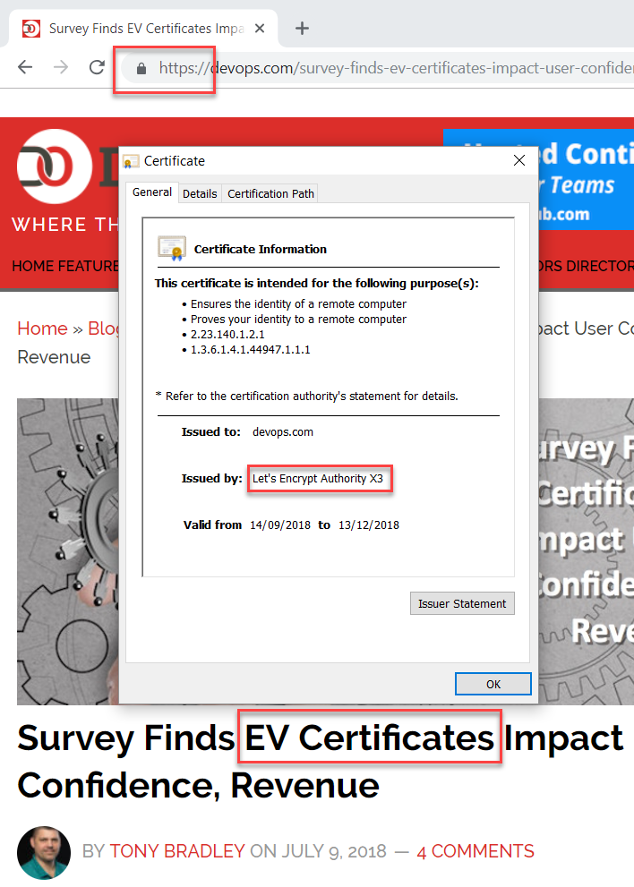 Devops.com with DV cert