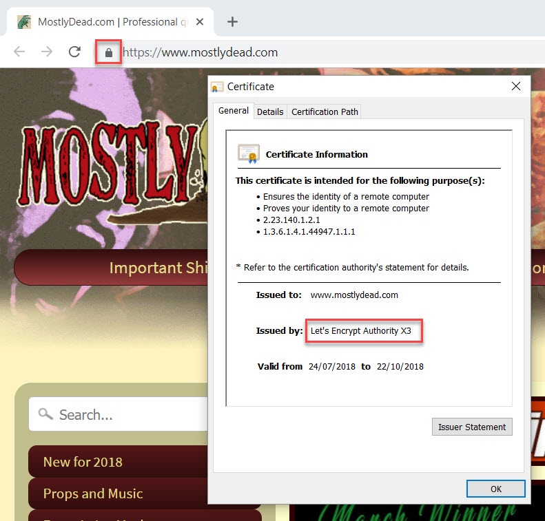 mostlydead.com with Let's Encrypt