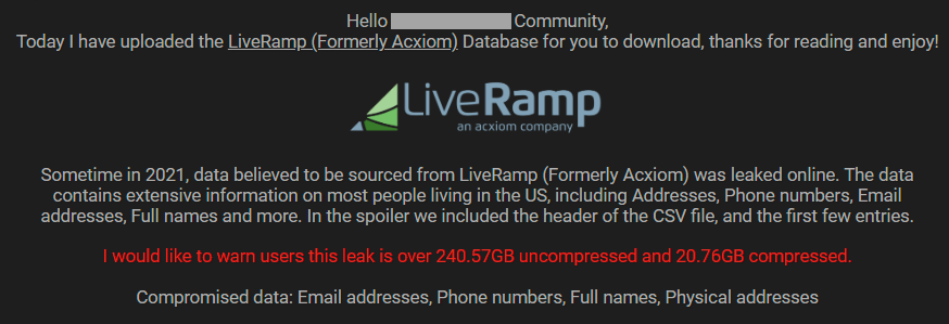 Data Breach Misattribution, Acxiom & Live Ramp